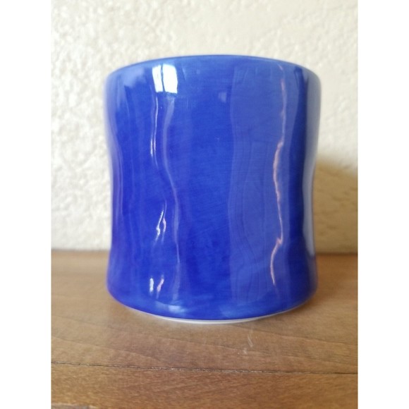 Anthropologie Hand Painted Monogram Initial Letter L Blue Coffee Cup Mug - Picture 4 of 8